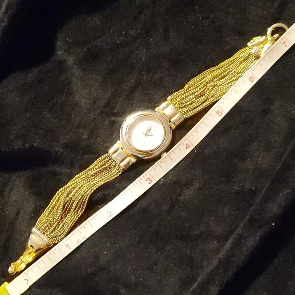 Visage Gold Multi Chain Strand Bracelet Watch Ram or Goat‎ Head Closure